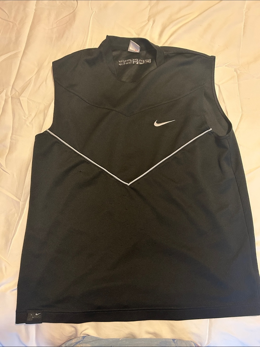 Nike Black Sleeveless Tank Top with White Swoosh